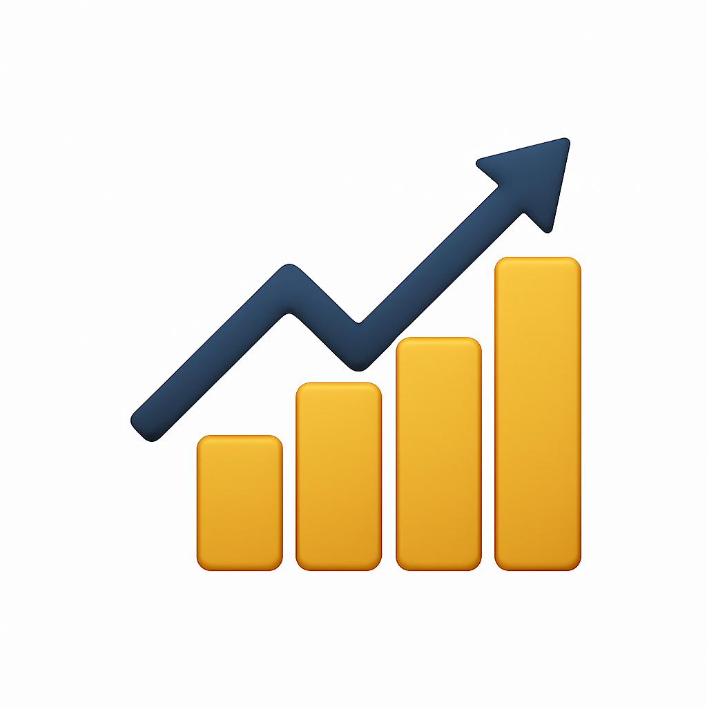 Ícono de gráfico ascendente que representa la alta rotación de productos y los márgenes atractivos que obtienen los distribuidores de Premier Max.